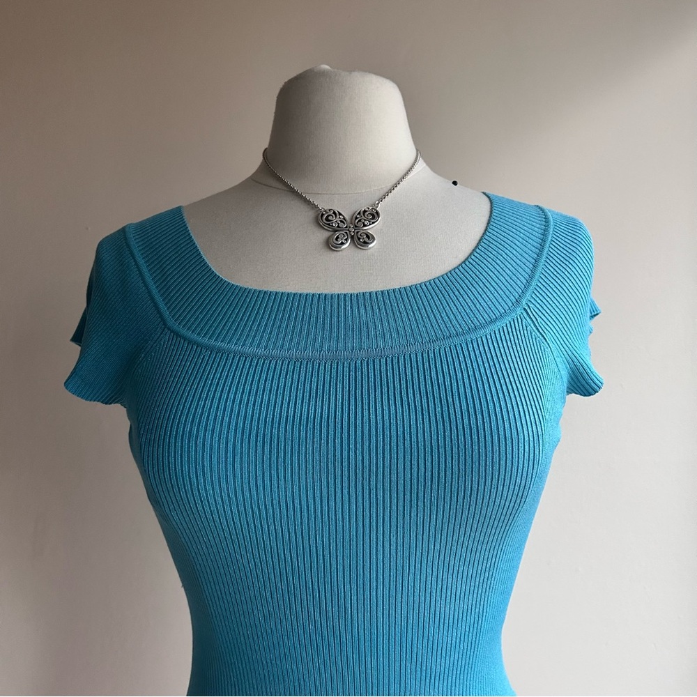 Women's Blue Ribbed Top - Picture 7 of 10